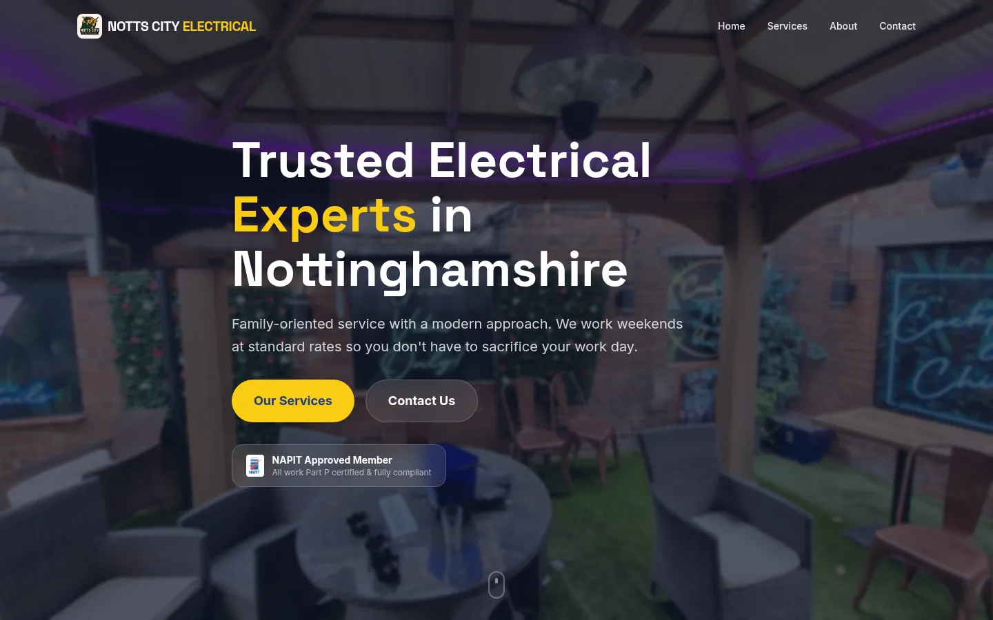 Notts City Electrical services homepage